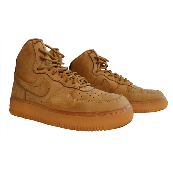 Nike Air Force 1 High Top Sneakers Men's Size 7.5 Women's size 9 Wheat Leather - Picture 1 of 7